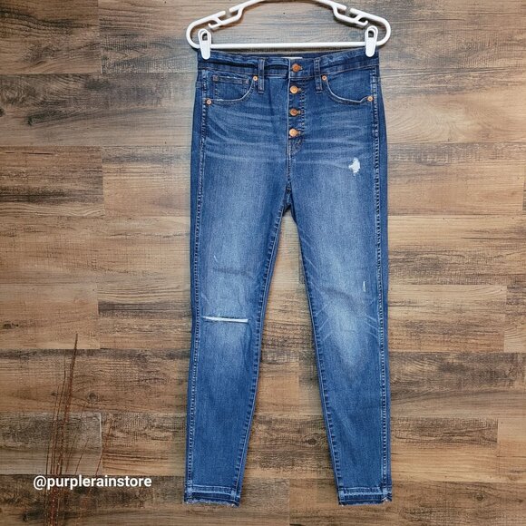 Madewell Jeans Size 29 Skinny 10" High Rise Tummy Control Rosecliff Wash H6319 - Picture 1 of 11